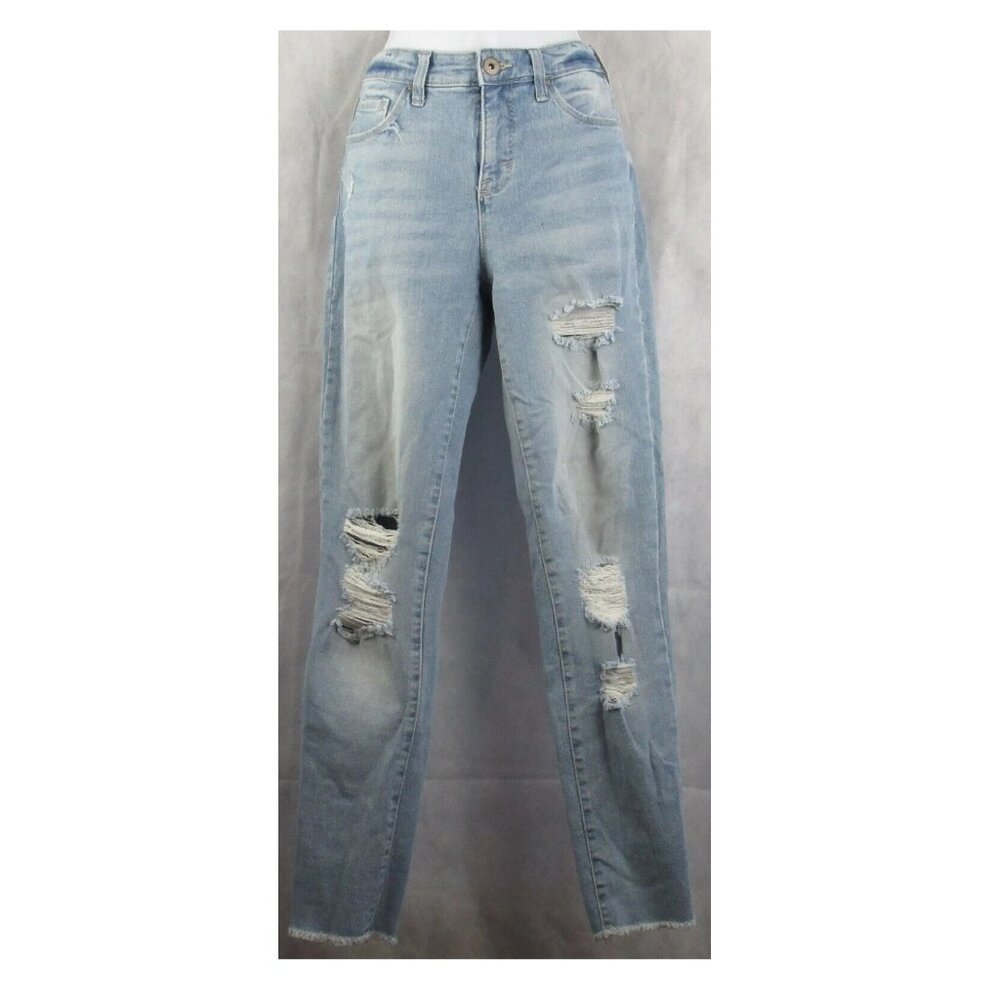 Style & Co Women's Curvy-Fit Skinny-Leg Distressed Jeans, Ricochet Blue, Size 4